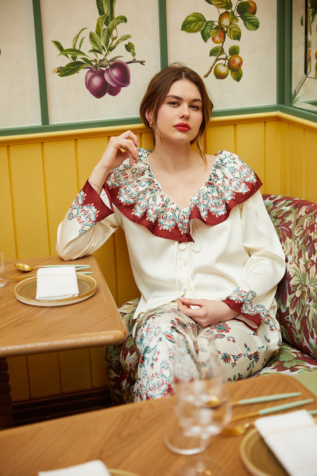 Wide Collar Printed Shirt - Vintage Flower