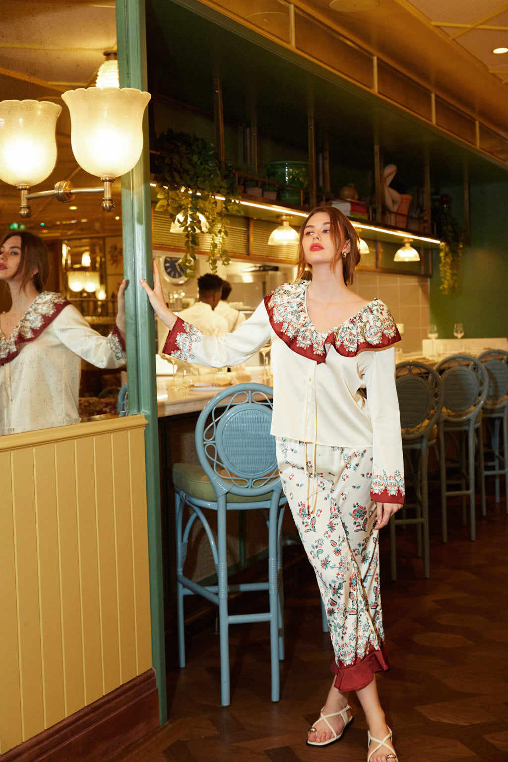 Printed Straight Trousers - Vintage Floral