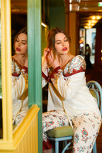 Wide Collar Printed Shirt - Vintage Flower