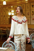 Wide Collar Printed Shirt - Vintage Flower