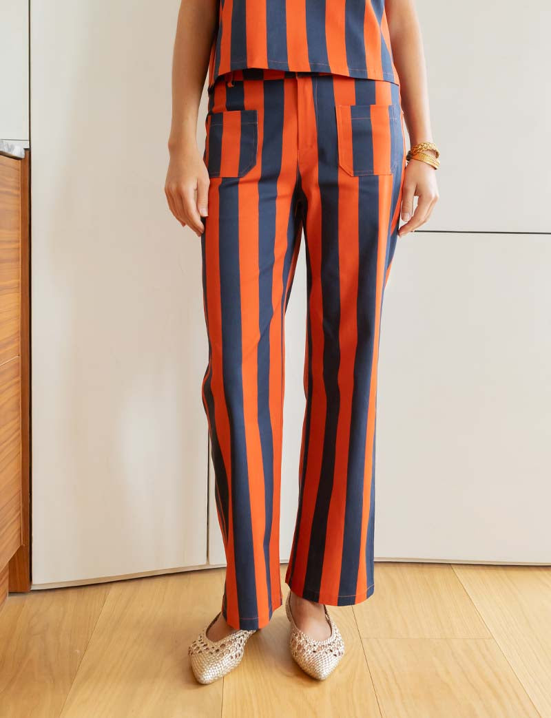 Jeans A Righe Blu Navy & Arancione Aldo