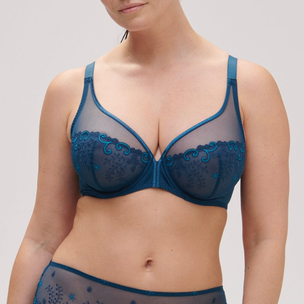 Delice Underwired Plunge Bra - Prestige Blue