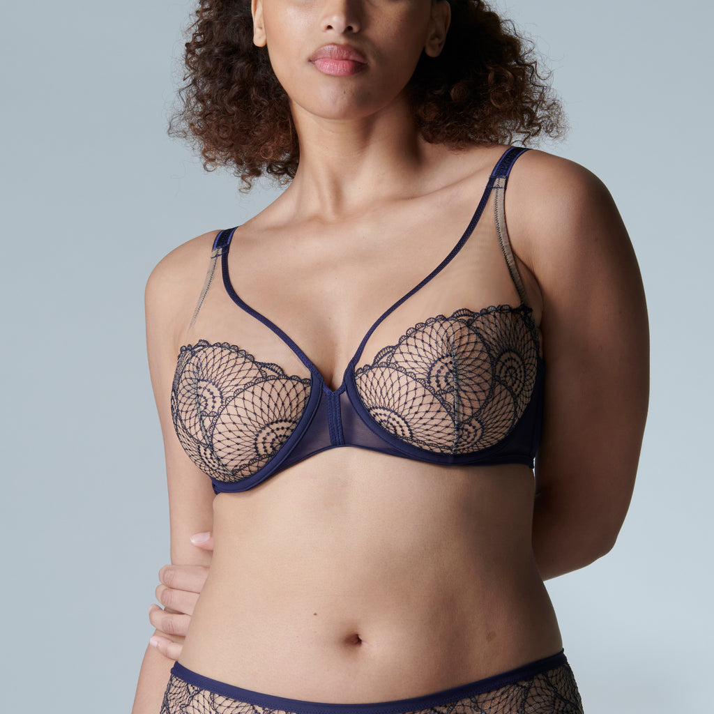 Soutien-Gorge Armature Décolleté Plongeant Reflet - Minuit