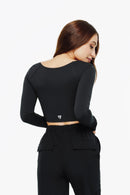 Top Square Manches Longues - Black