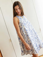 Blauwe jurk met bloemenprint Jesica