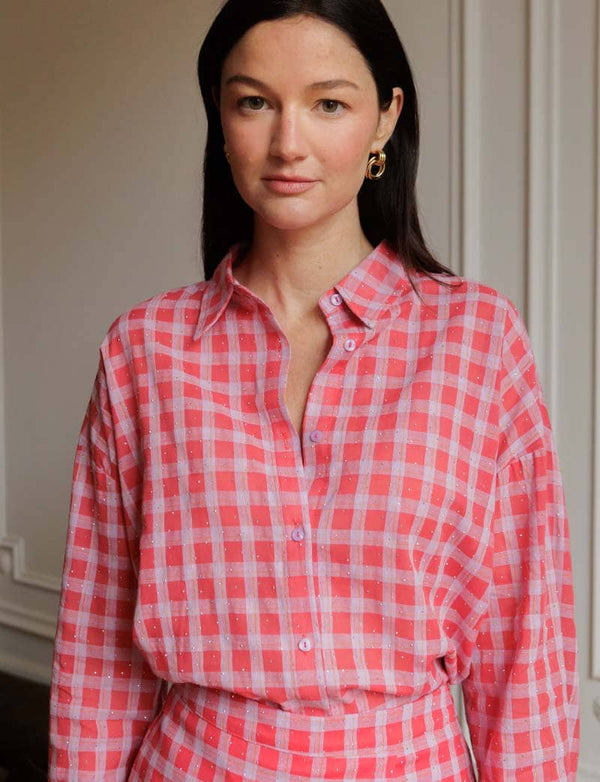 Camisa De Cuadros Y Strass Lipa