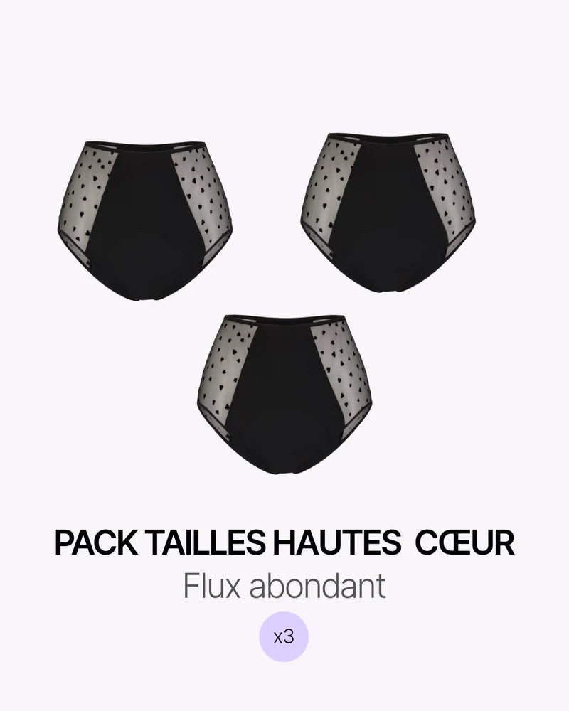 Menstrual Pack Trio High Waist Panties Hearts