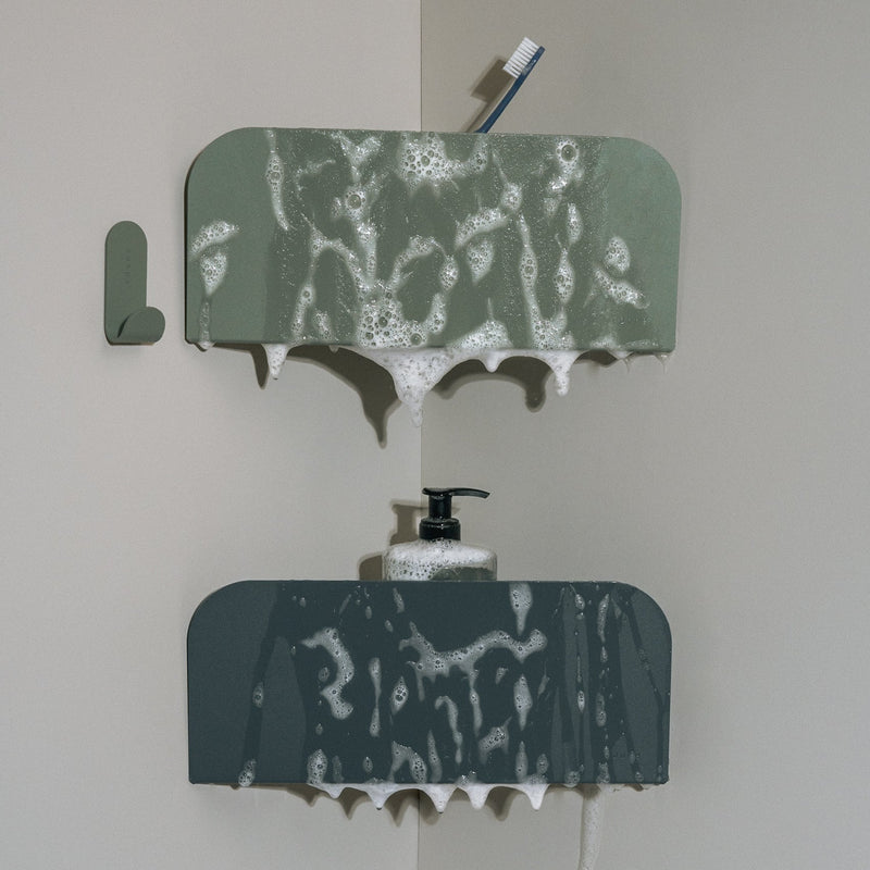 étagère de douche pour les angles fixable au mur sans perçage