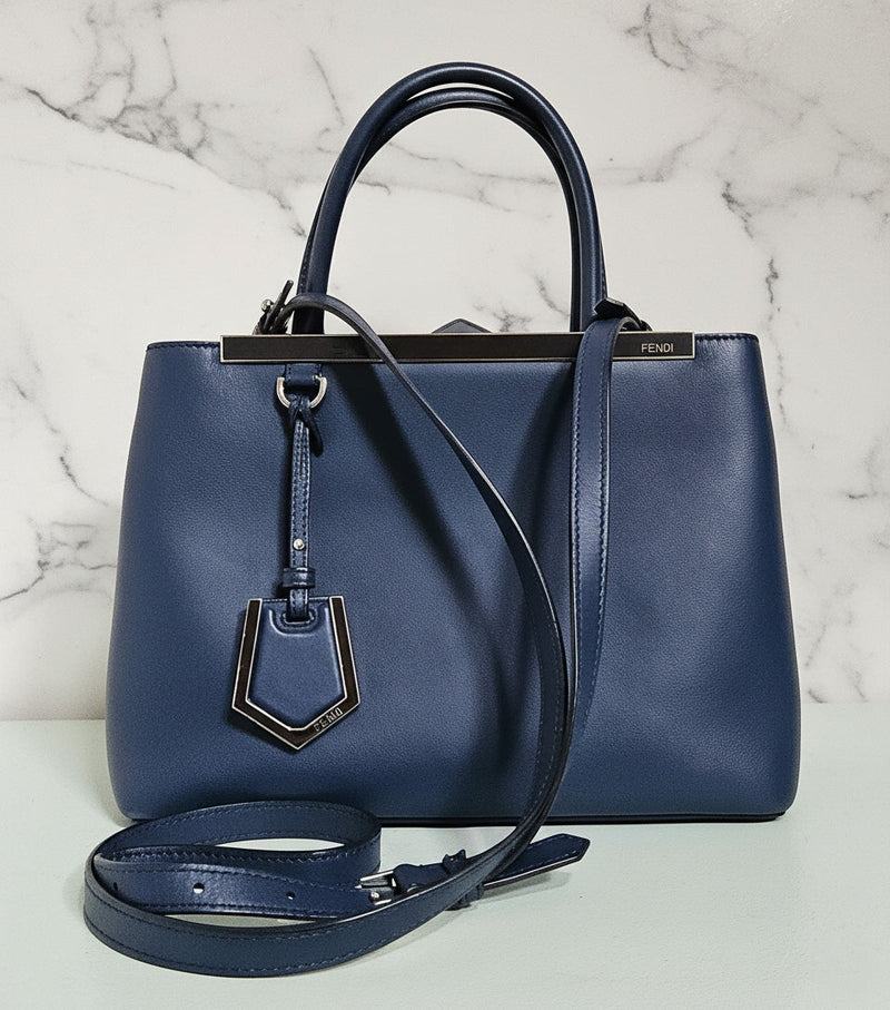 Fendi Bolso tote de cuero azul 2Jours