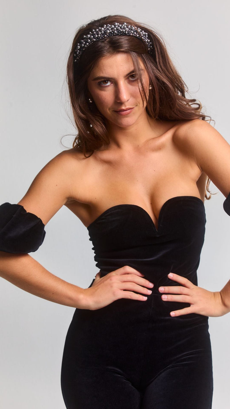 Body Diana Velours Manches Courtes