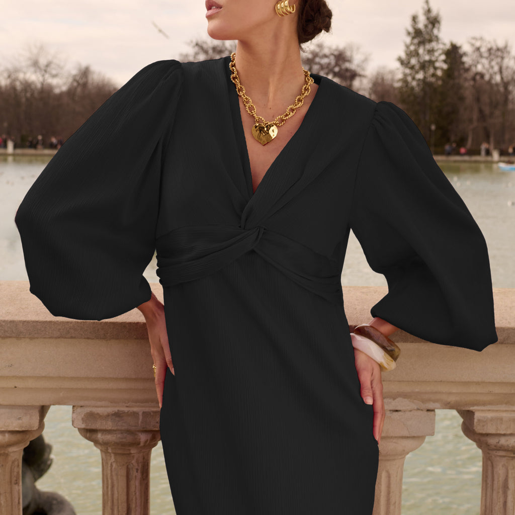 Robe De Soirée En Soie Laundry By Shelli Segal Taille 10 Noire - Plissée Avec Tresse