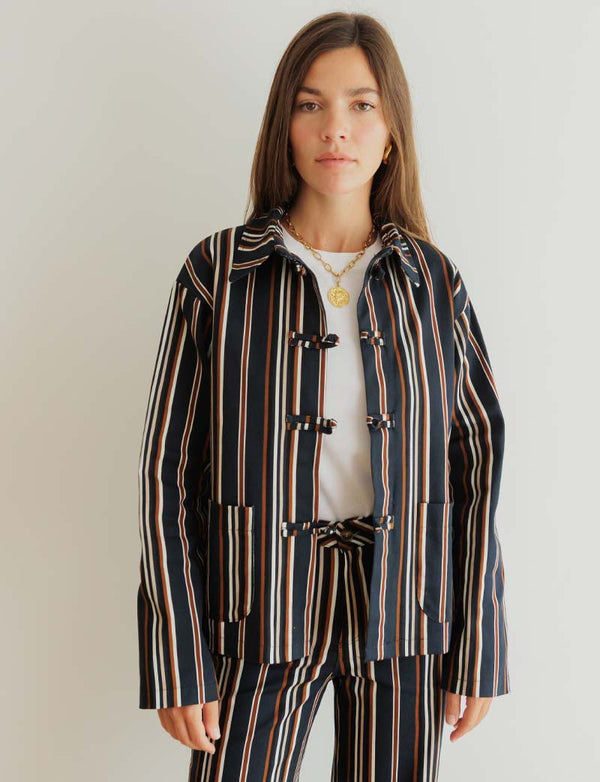 Gestreifte Marineblaue Jacke Zeno