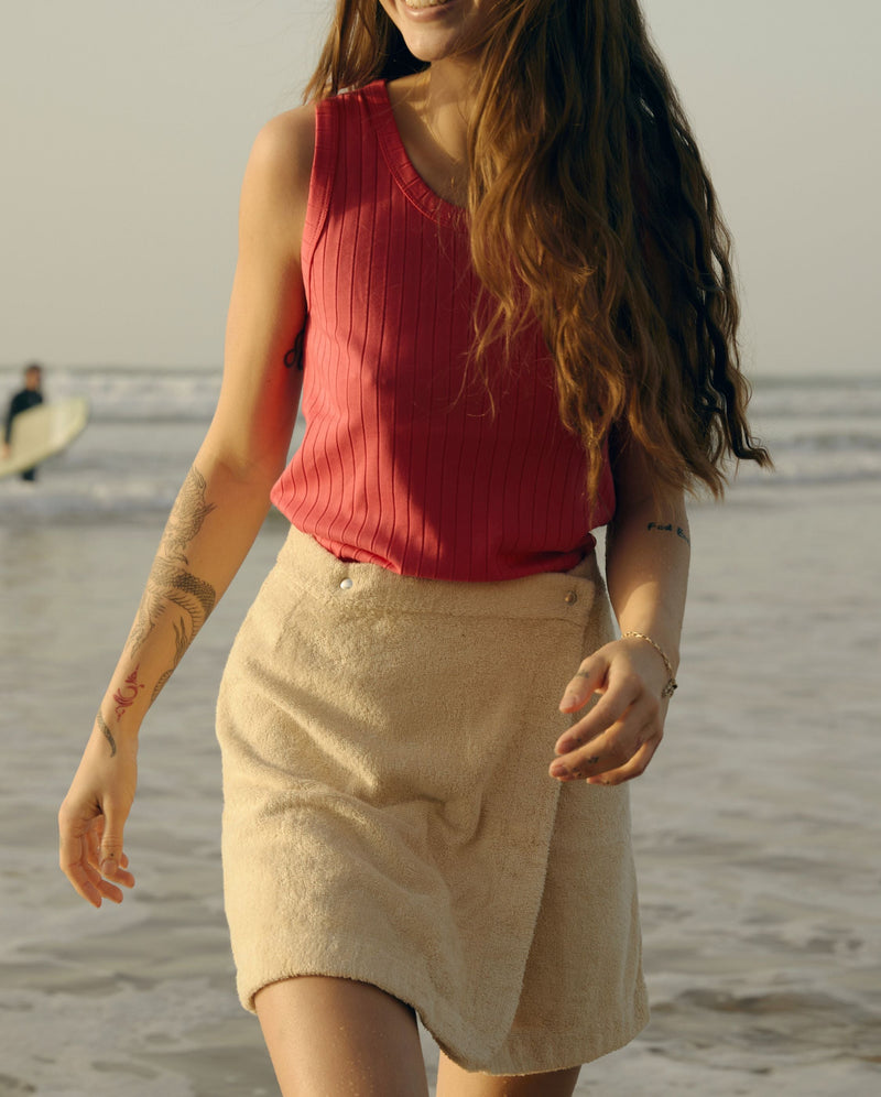 Jupe Éponge Coton Bio - Beige - Femme