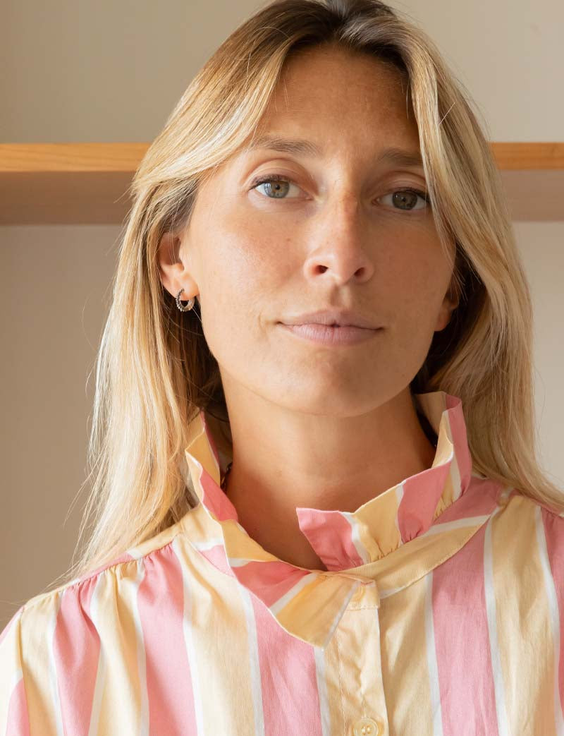 Pink & Yellow Striped Gustava Shirt