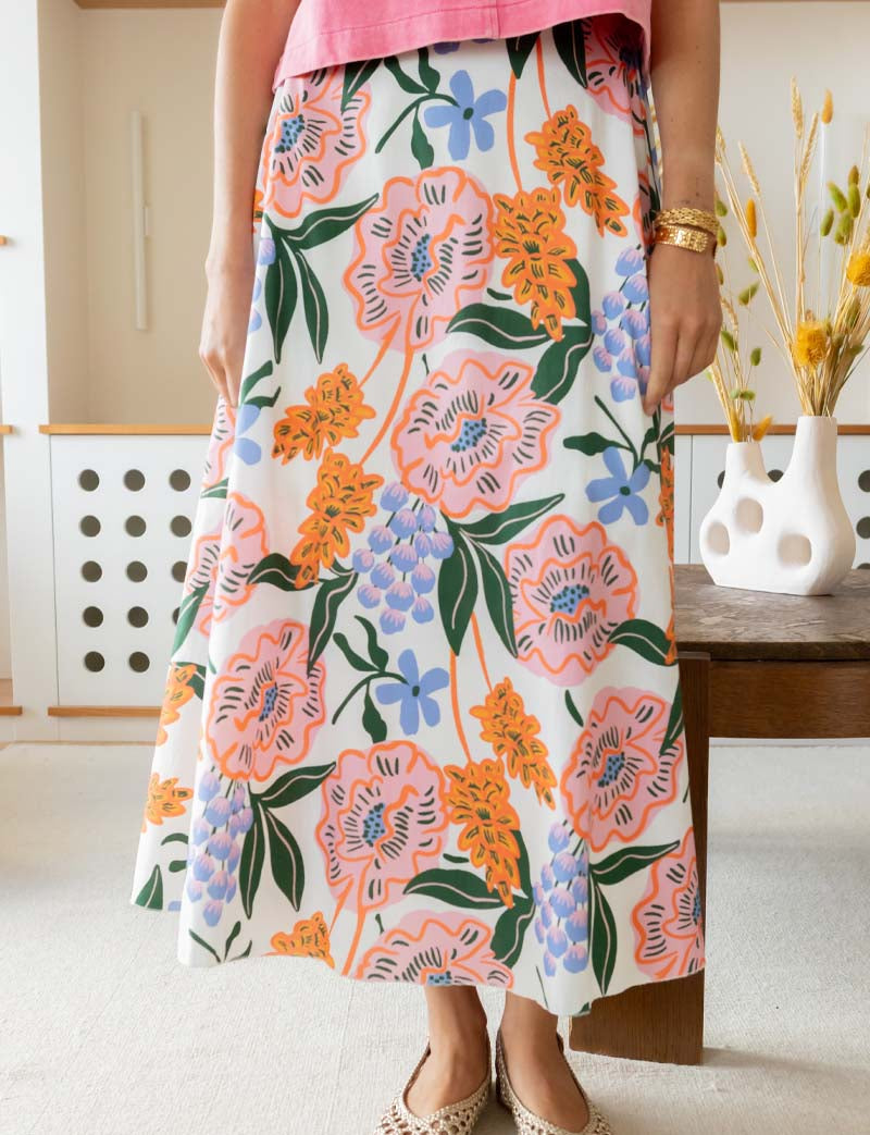 Yvelle White Floral Skirt