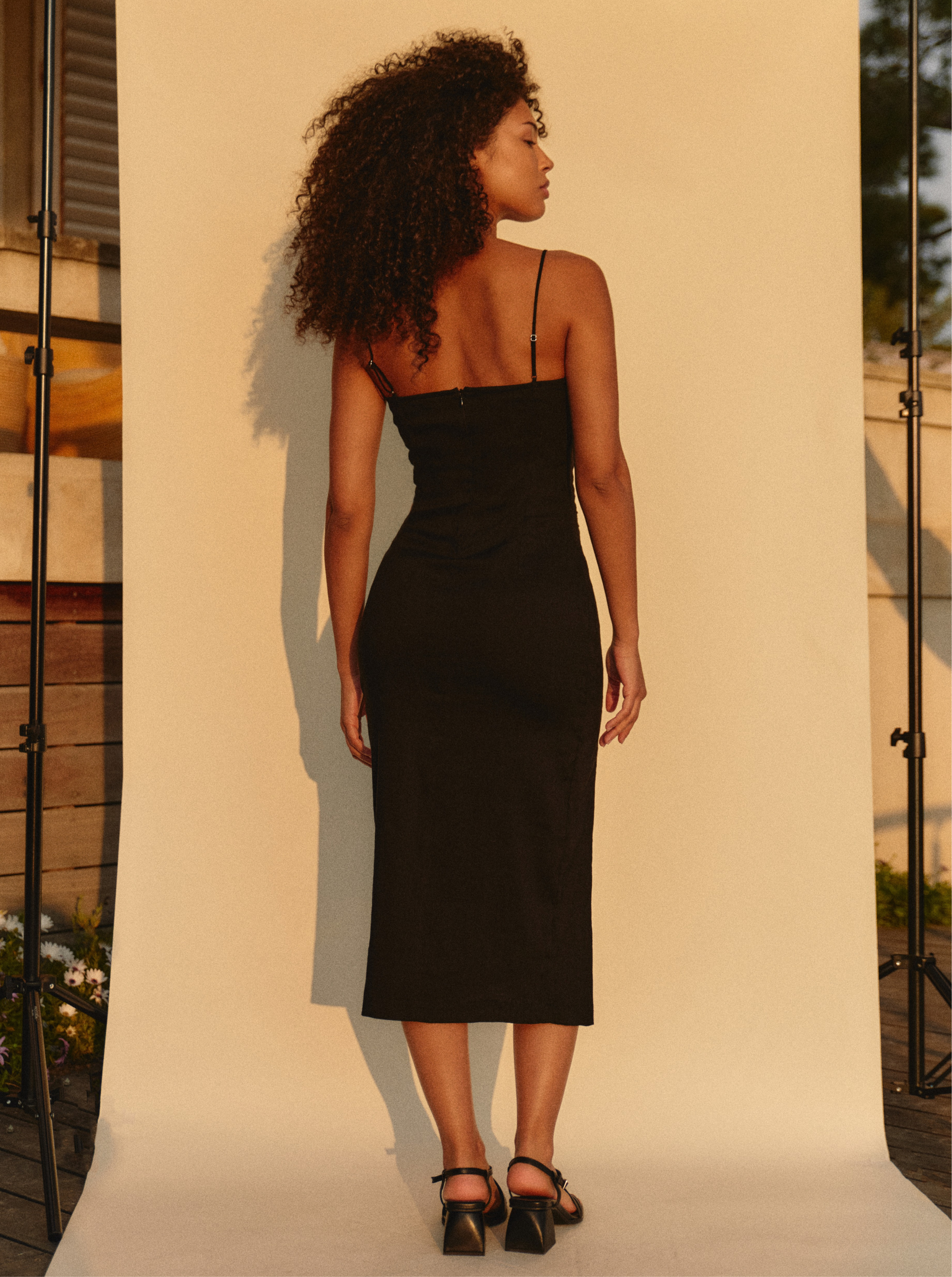 Vestido recto de mezcla negro