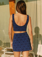 Minifalda de sol azul con patrón de sol
