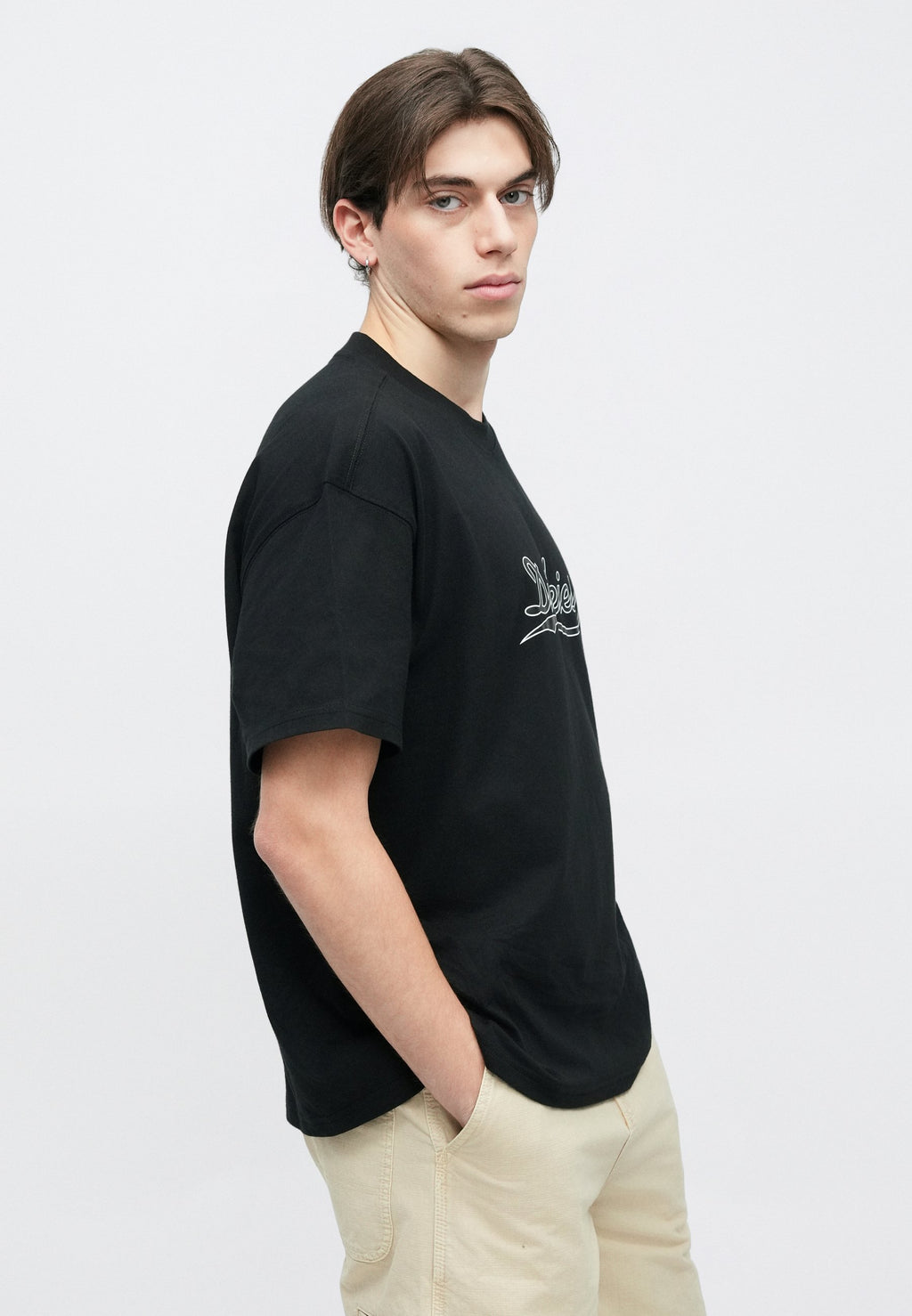 Camiseta de peso medio Loose Wave - Black