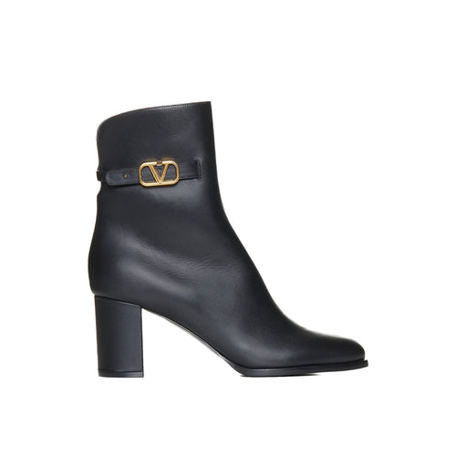 Bottes Valentino Garavani Vlogo Signature Leather - Black - Femme