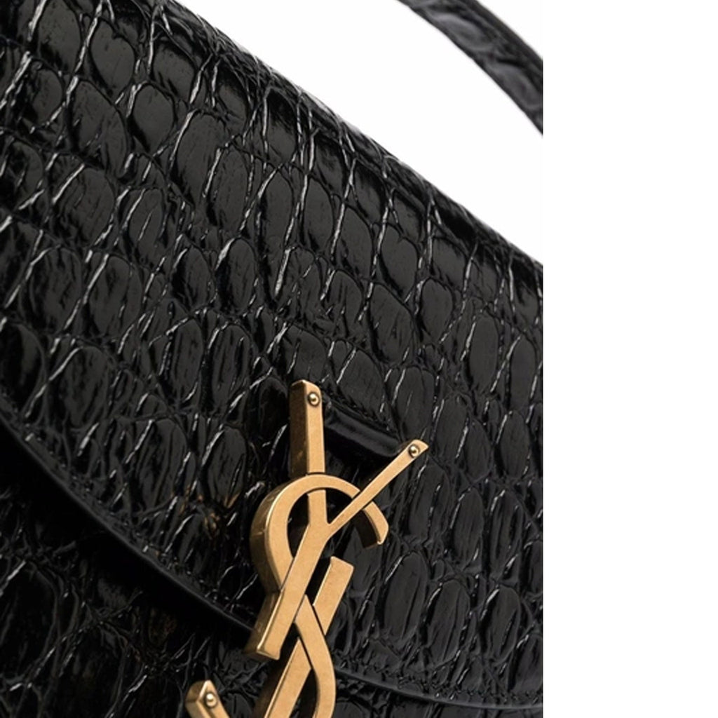 Saint Laurent - Kaia Croco Crossbody Bag - Women - Black