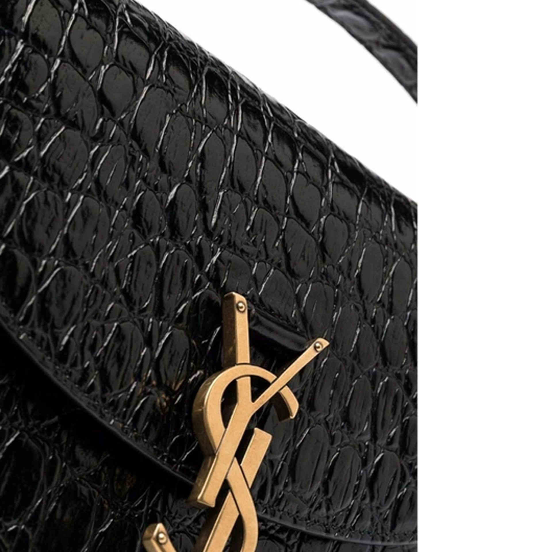 Saint Laurent - Kaia Croco Crossbody Bag - Women - Black