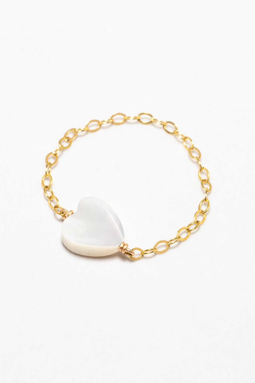 Bague Chaînette Coeur - Nacre