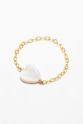 Bague Chaînette Coeur - Nacre