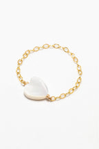 Bague Chaînette Coeur - Nacre