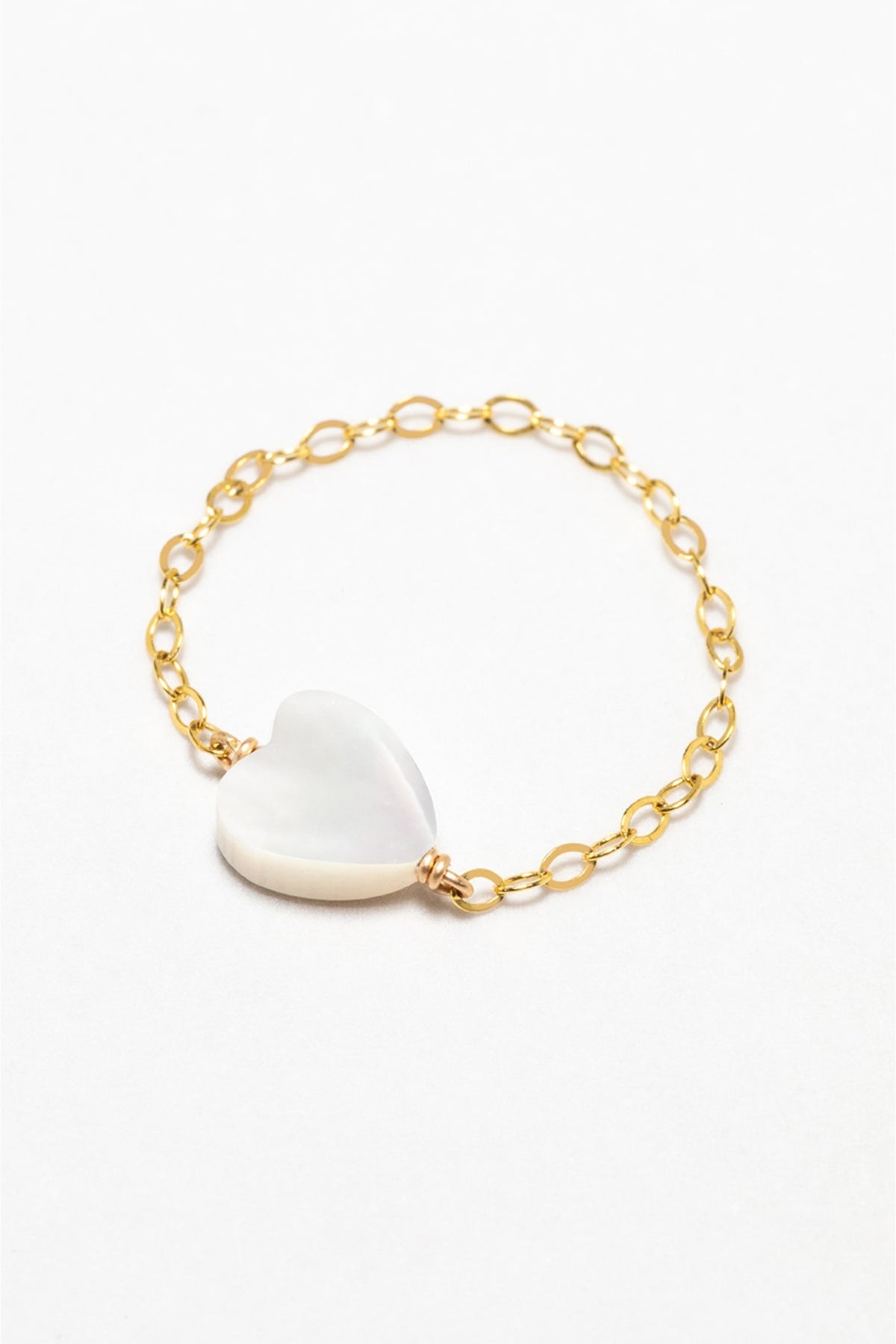 Bague Chaînette Coeur - Nacre