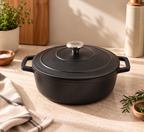 Sauter - Casseruola Bassa Rotonda Con Coperchio - Ghisa - Nero