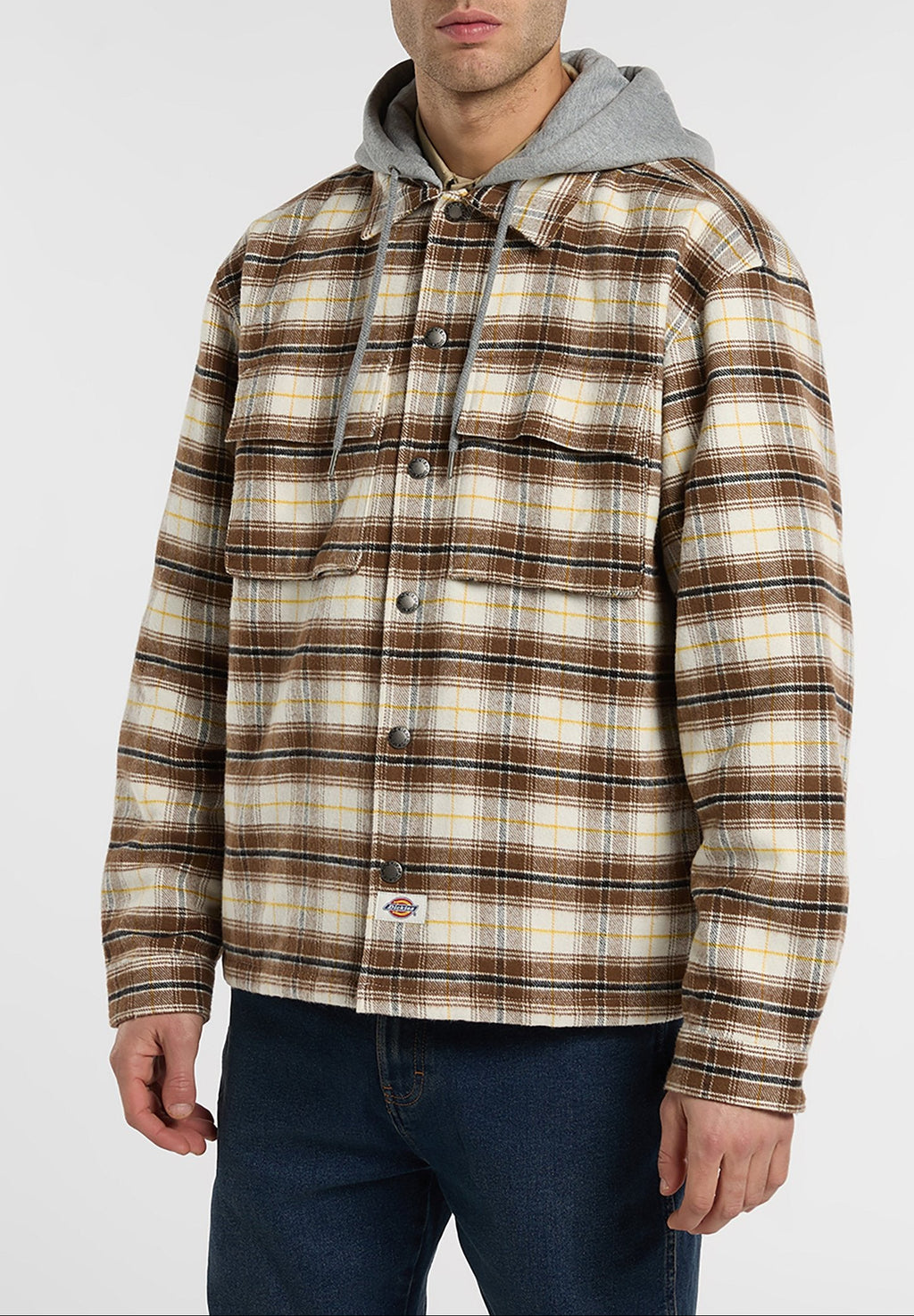Sobrecamisa de franela con capucha Eustis - Blanco garceta - Hombre
