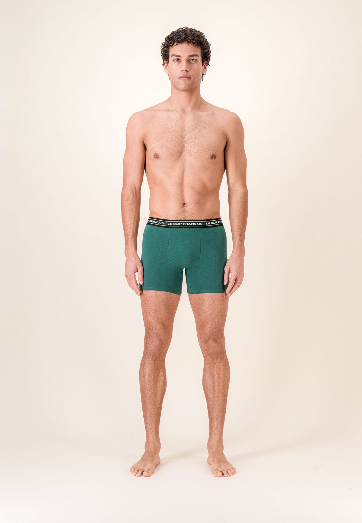 Redoutable Long Cotton Boxer Shorts - Forest Green
