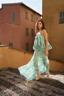 Haut En Chiffon À Volants Et À Imprimé  – Vert