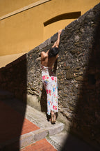 Backless Printed Dress – White
