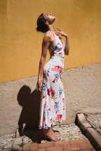Backless Printed Dress – White