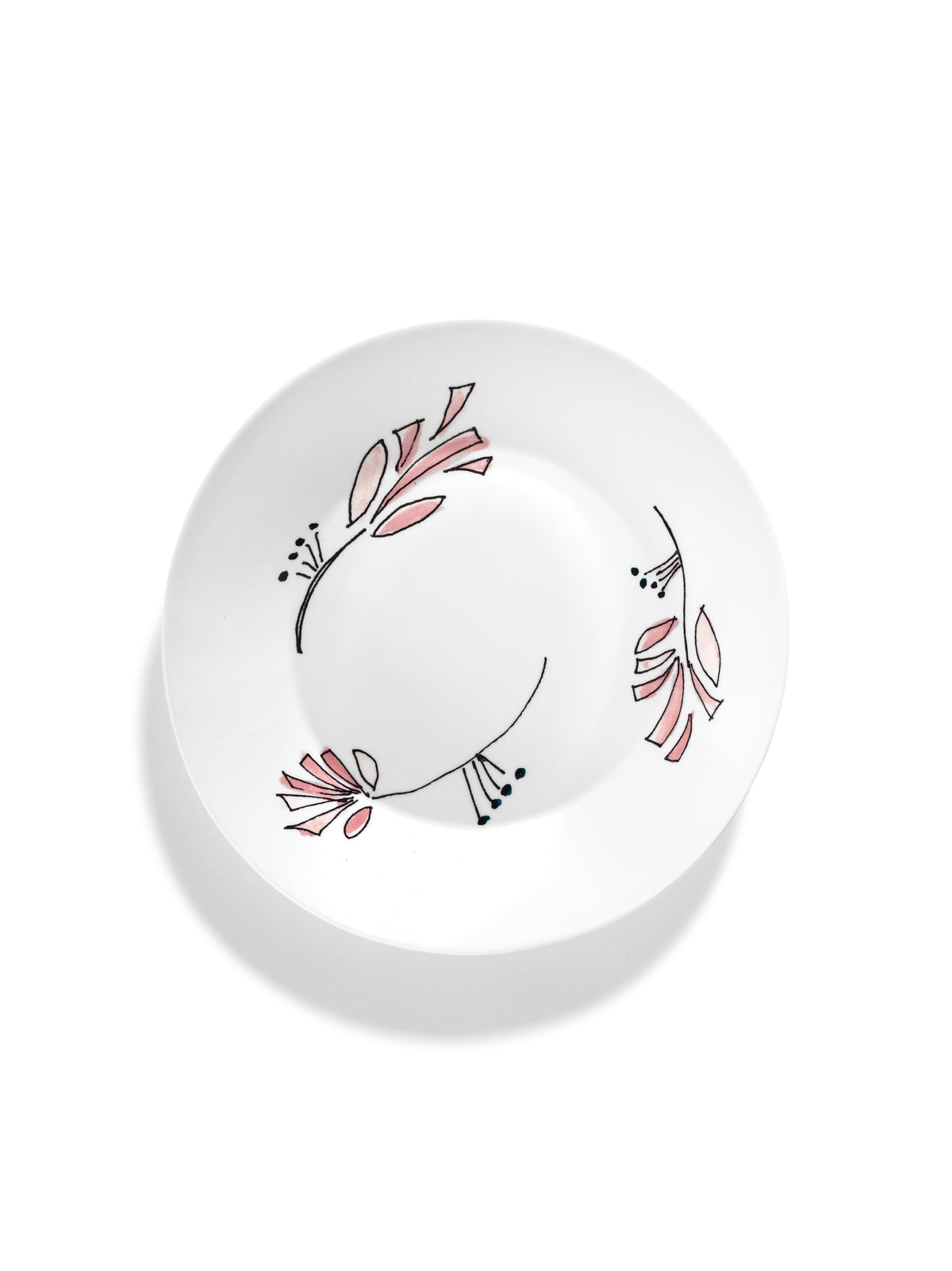 Midnight Flowers - Lot De 2 Assiettes Creuses - L - Porcelaine Bone China - Fiore Rosa