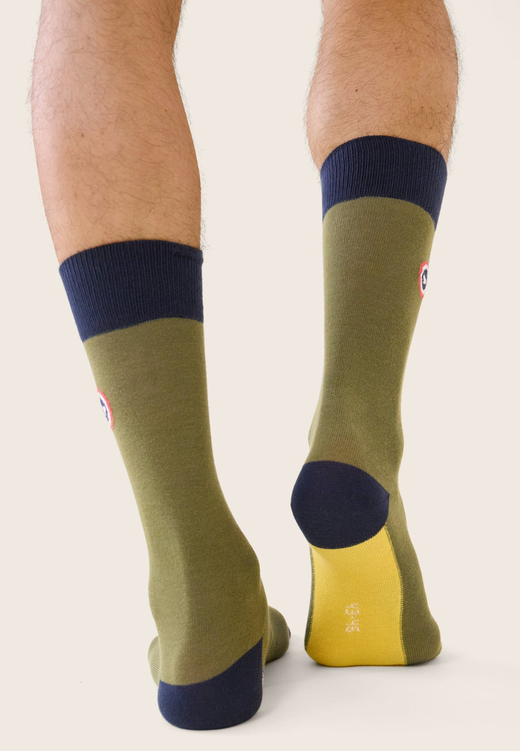 Calze a Mezza Gamba Fantasia Lucas Bloc - Navy Kaki Veronese Giallo Limone