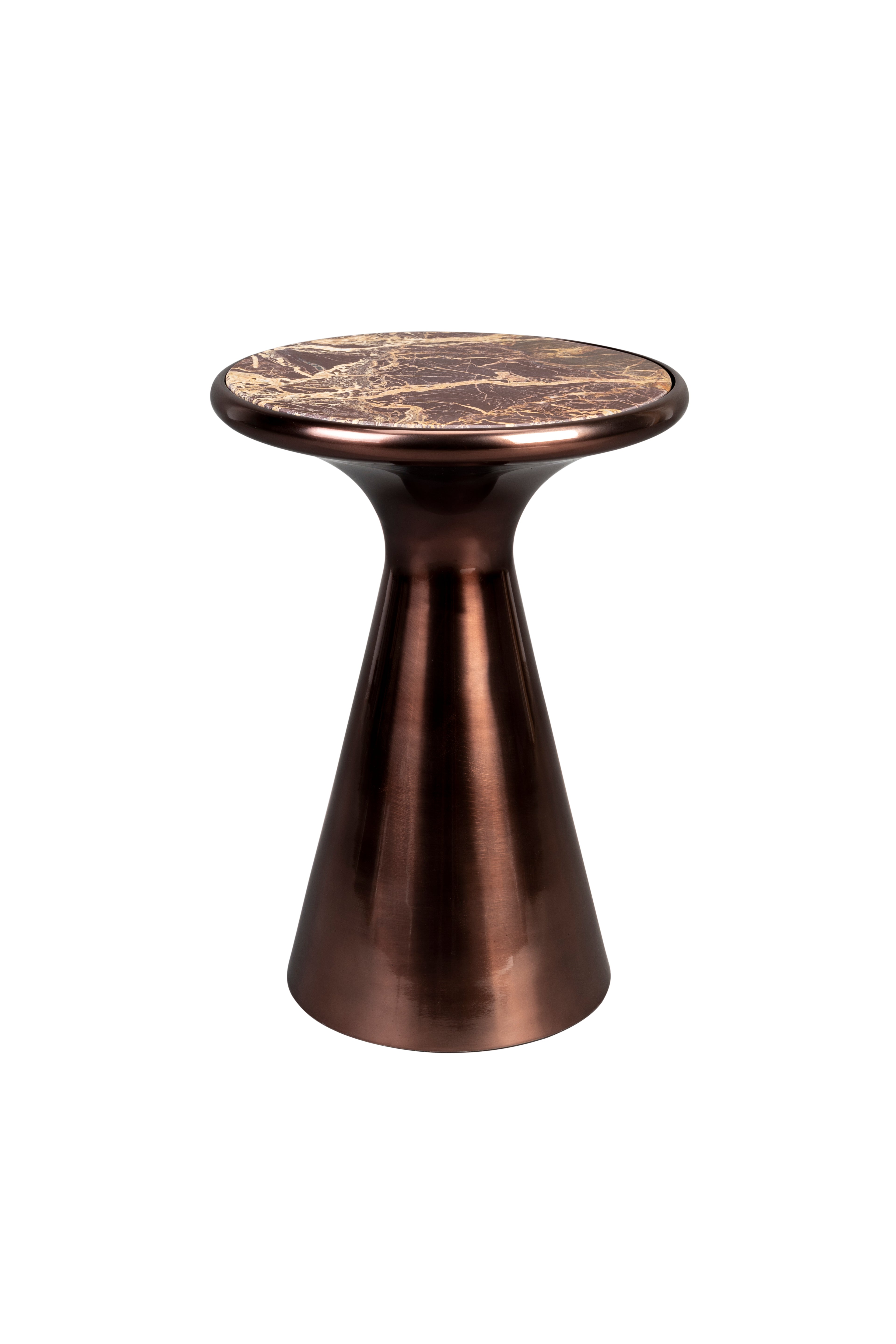 Mount M - Side Table - Aluminum - Brown/Black Marble
