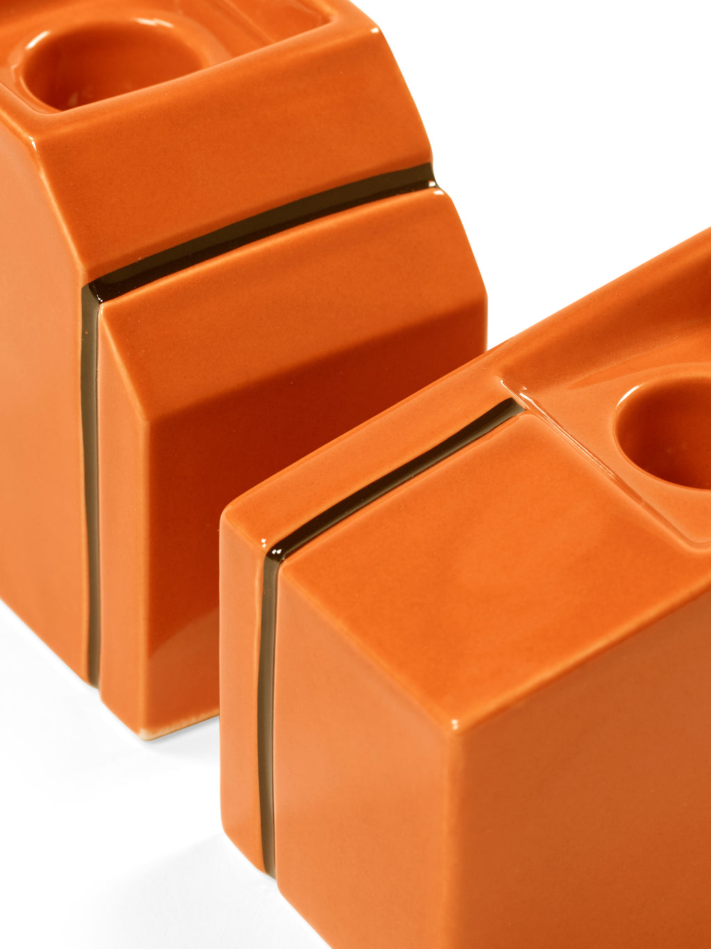 Accessories Silos - Assortiment De 2 Bougeoirs - Porcelaine - Orange