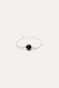 Bague Chaînette Stella - Pierre Noire - Argent