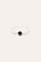 Bague Chaînette Stella - Pierre Noire - Argent