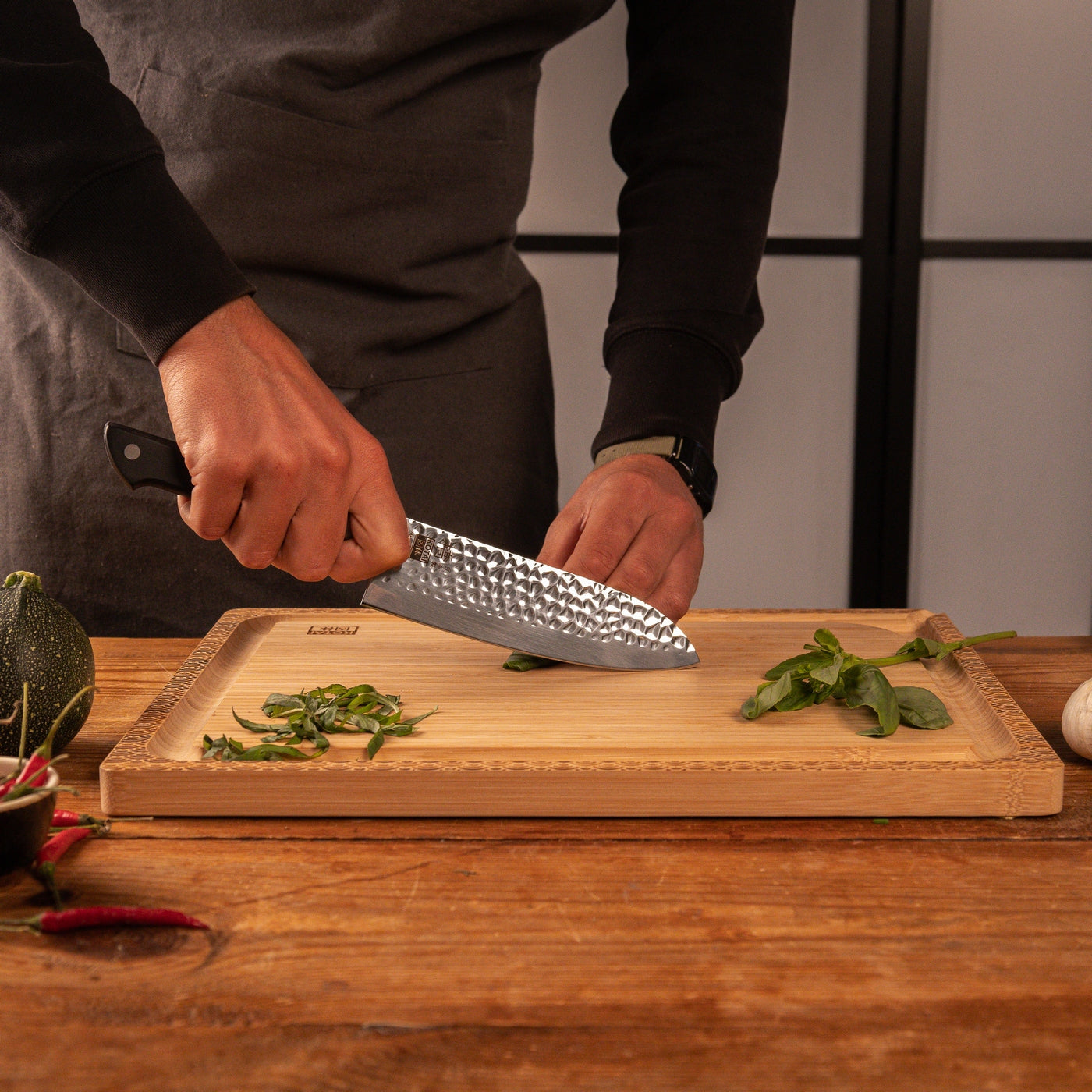 Collection Hashi Tsuchime - Couteau Santoku - 16Cm