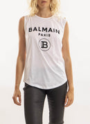 Balmain - Débardeur Logo - Noir Blanc - Femme