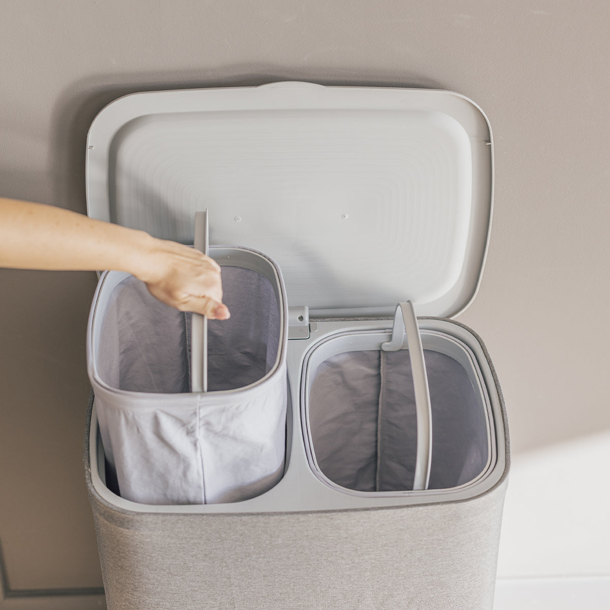 Panier À Linge Avec Couvercle Sven - 90L - Gris