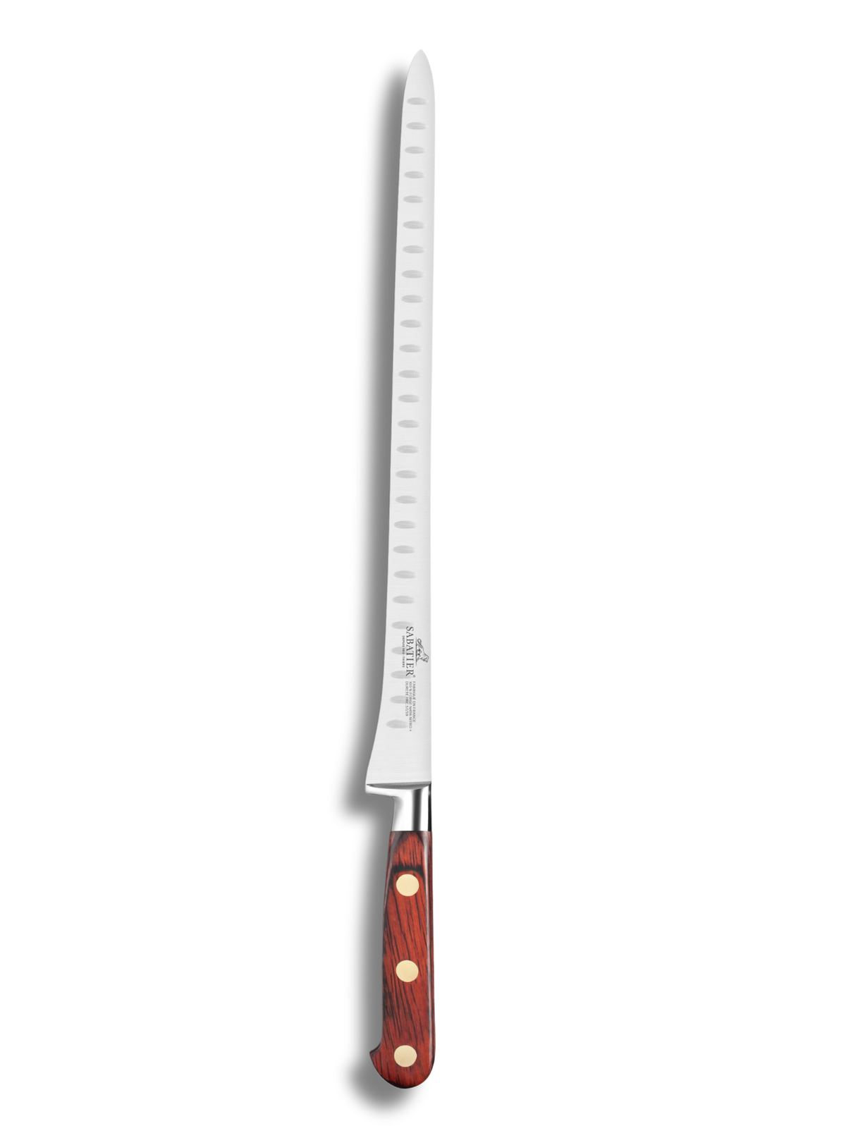 De Buyer – Idéal Saveur - Geschmiedetes Lachsmesser Mit Kullenschliff - Edelstahl - Holz, Tranchiermesser mit langer Stahlklinge und Holzgriff