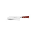 De Buyer – Idéal Saveur - Geschmiedetes Santokumesser Mit Kullenschliff - Edelstahl - Holz, Santoku-Küchenmesser mit Holzgriff und silberner Klinge