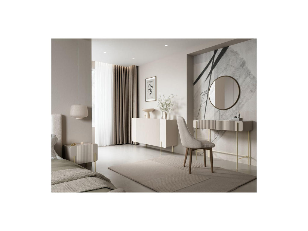 2-Drawer Console Table - Mathilde Top - Marble Effect and Gold Legs