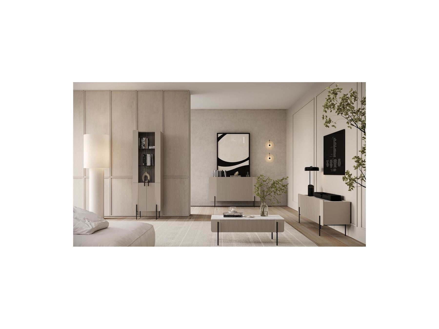 Mathilde - Mueble vitrina de 2 puertas - Patas negras