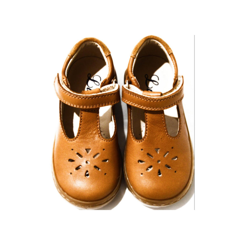 Chaussures À Scratchs Souples Helios Perfo - Cuir Camel - Mixte