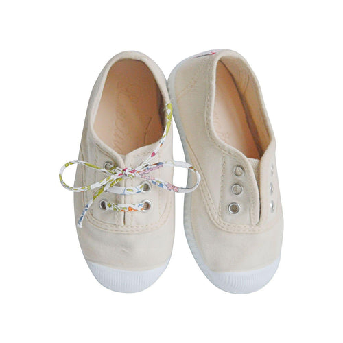 Chaussures Baskets Tennis En Toiles À Lacets Et Élastiques - Beige - Mixte